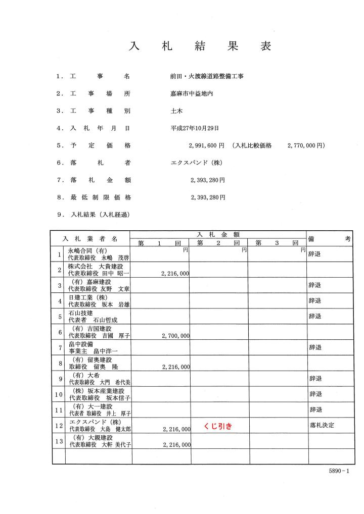 前田・火渡線道路整備工事