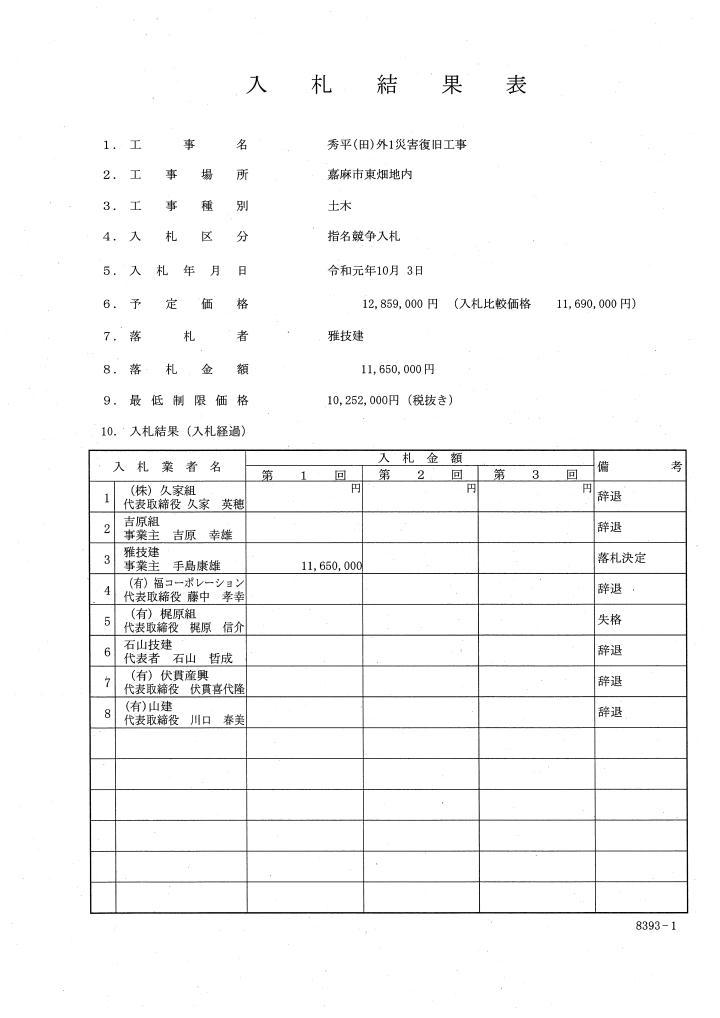 秀平（田）外1災害復旧工事