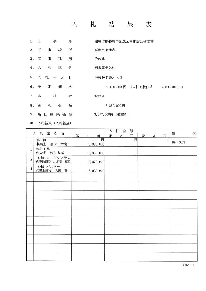 稲築町制40周年記念公園施設改修工事