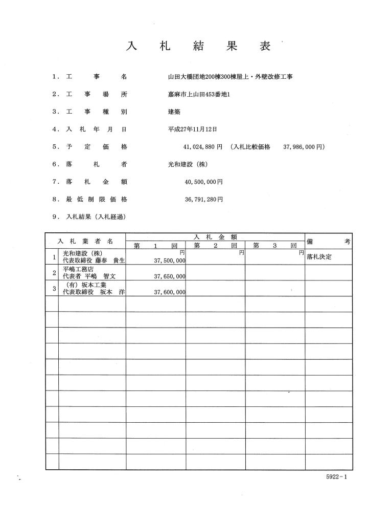 山田大橋団地200棟300棟屋上・外壁改修工事