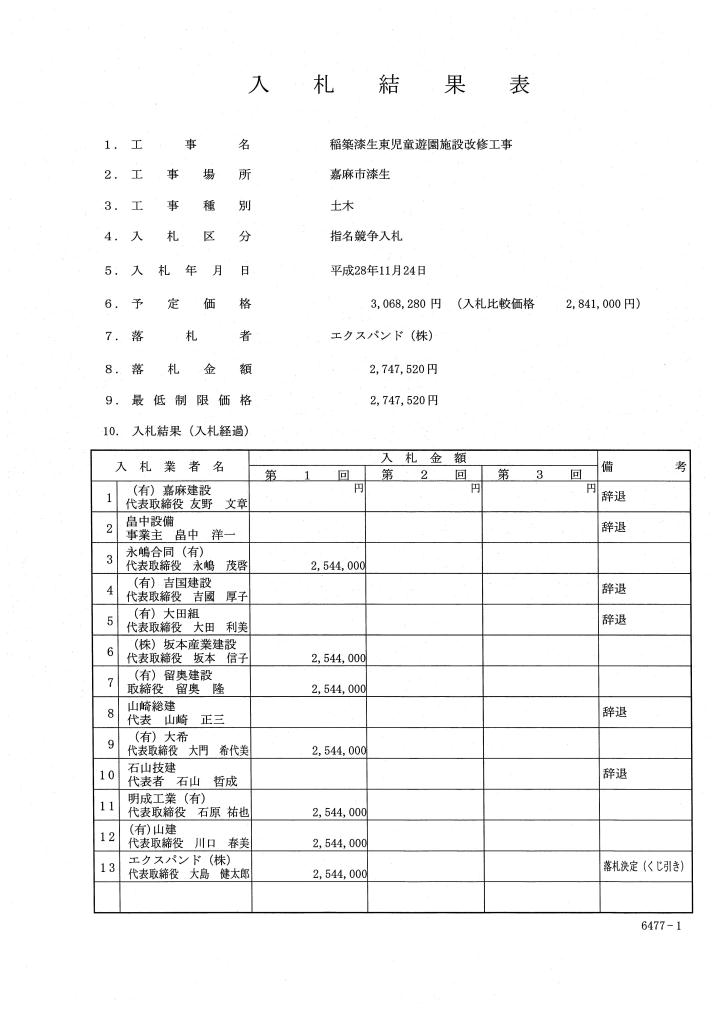 稲築漆生東児童遊園施設改修工事