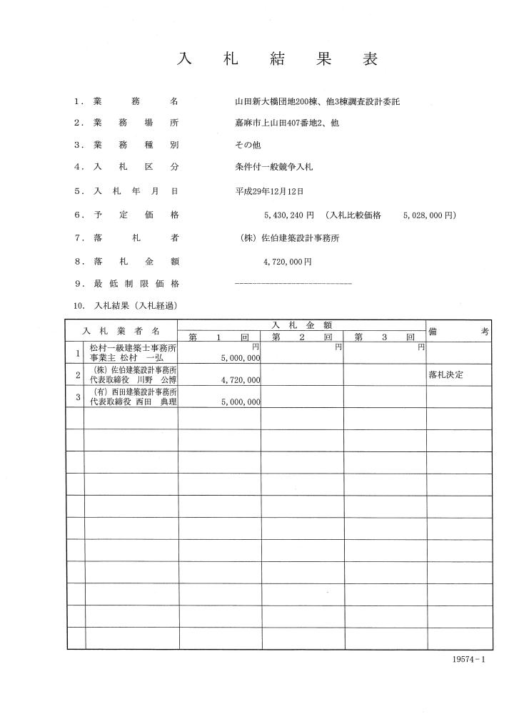 山田新大橋団地200棟、他3棟調査設計委託