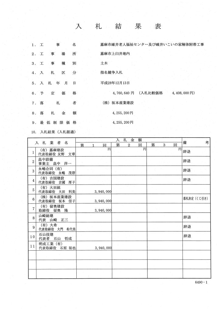 嘉麻市碓井老人福祉センター及び碓井いこいの家解体附帯工事