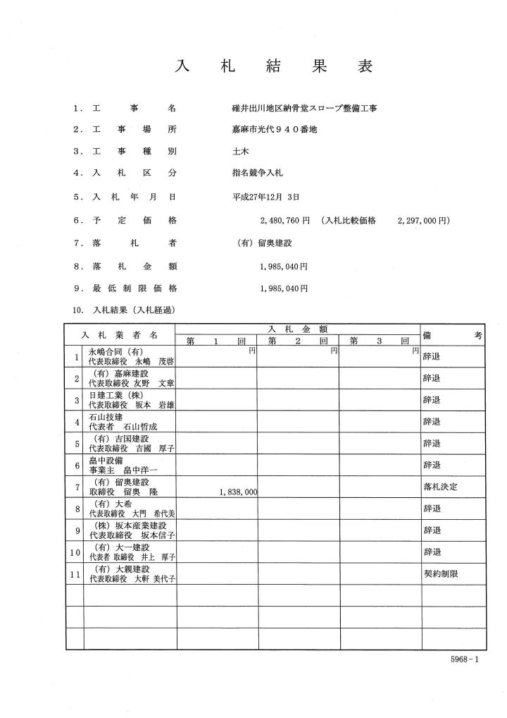 碓井出川地区納骨堂スロープ整備工事