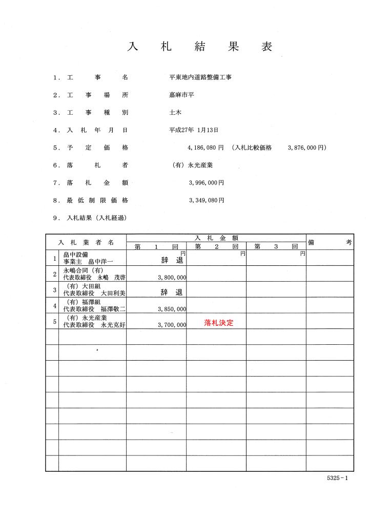 平東地内道路整備工事