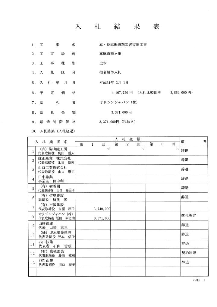 原・長原線道路災害復旧工事