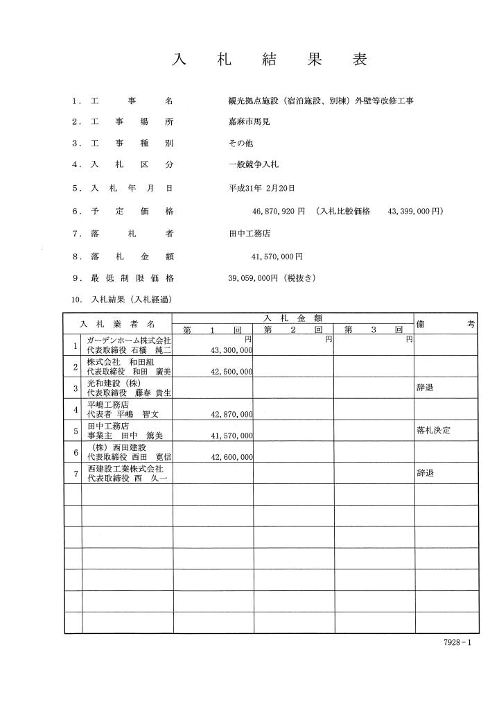 観光拠点施設（宿泊施設、別棟）外壁等改修工事