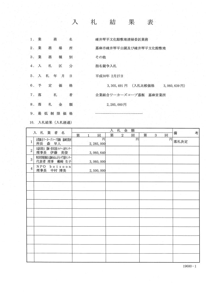 碓井琴平文化館敷地清掃委託業務