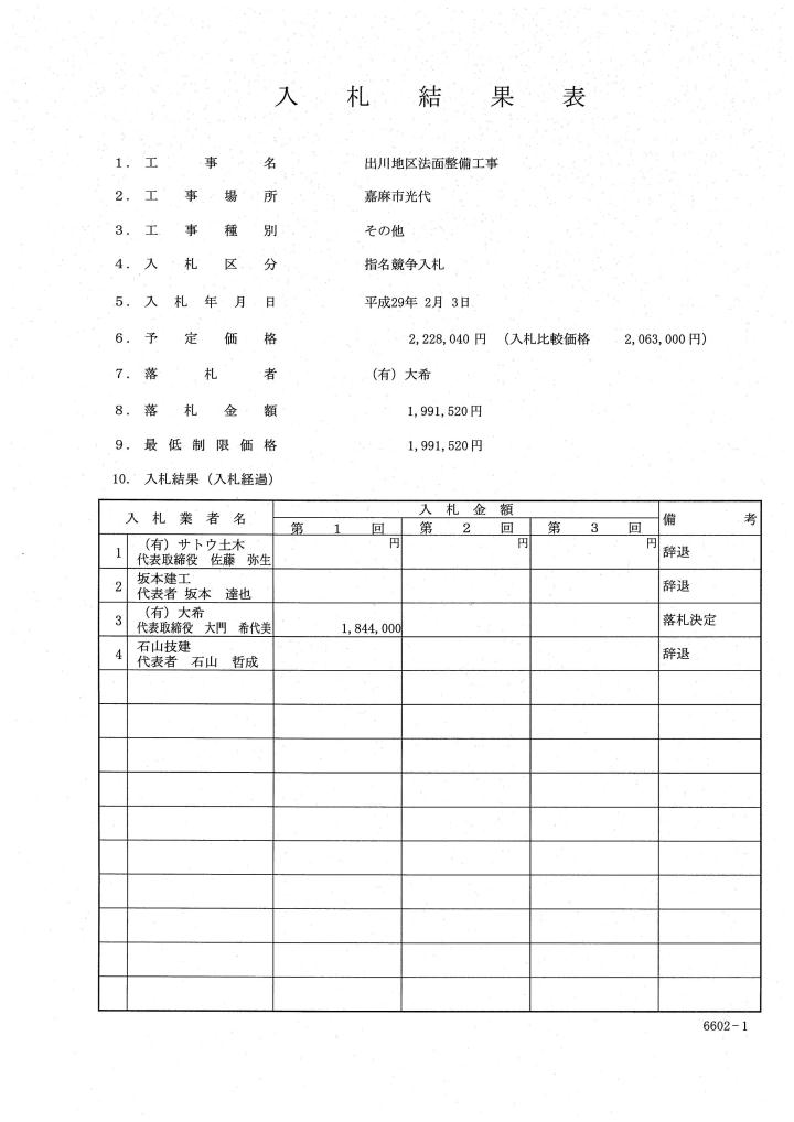 出川地区法面整備工事