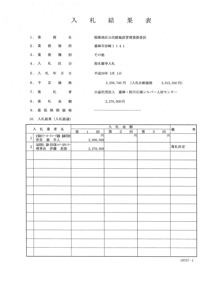 稲築地区公民館施設管理業務委託