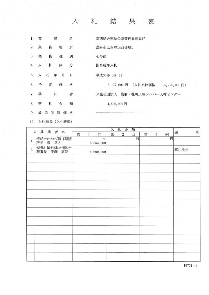 嘉穂総合運動公園管理業務委託