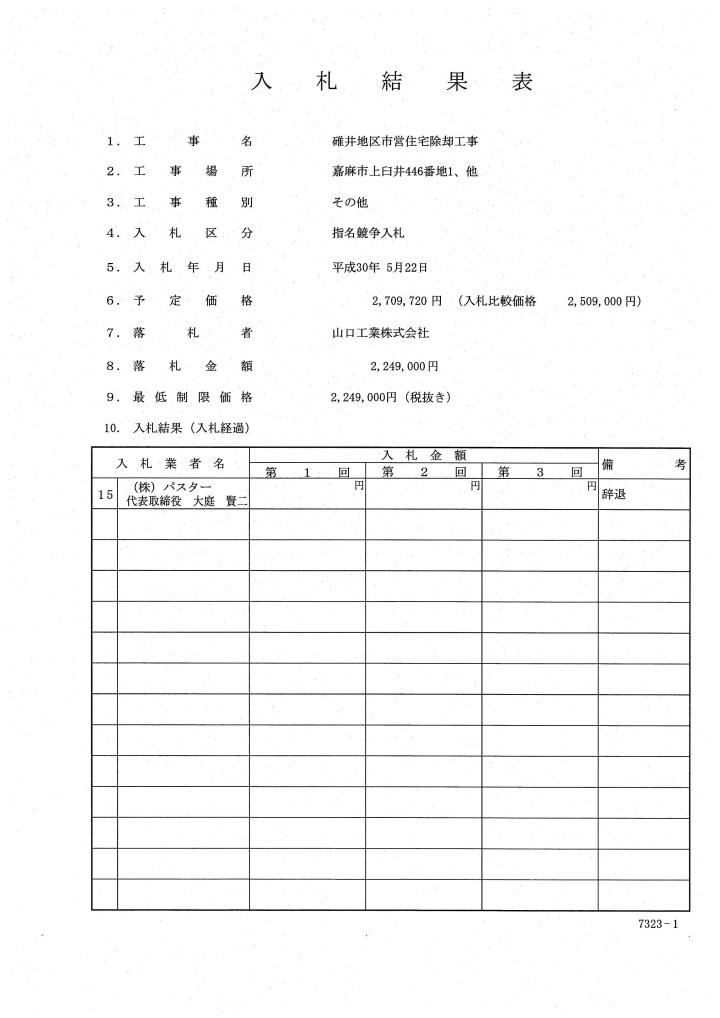 碓井地区市営住宅除却工事