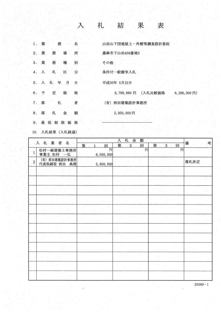 山田山下団地屋上・外壁等調査設計委託