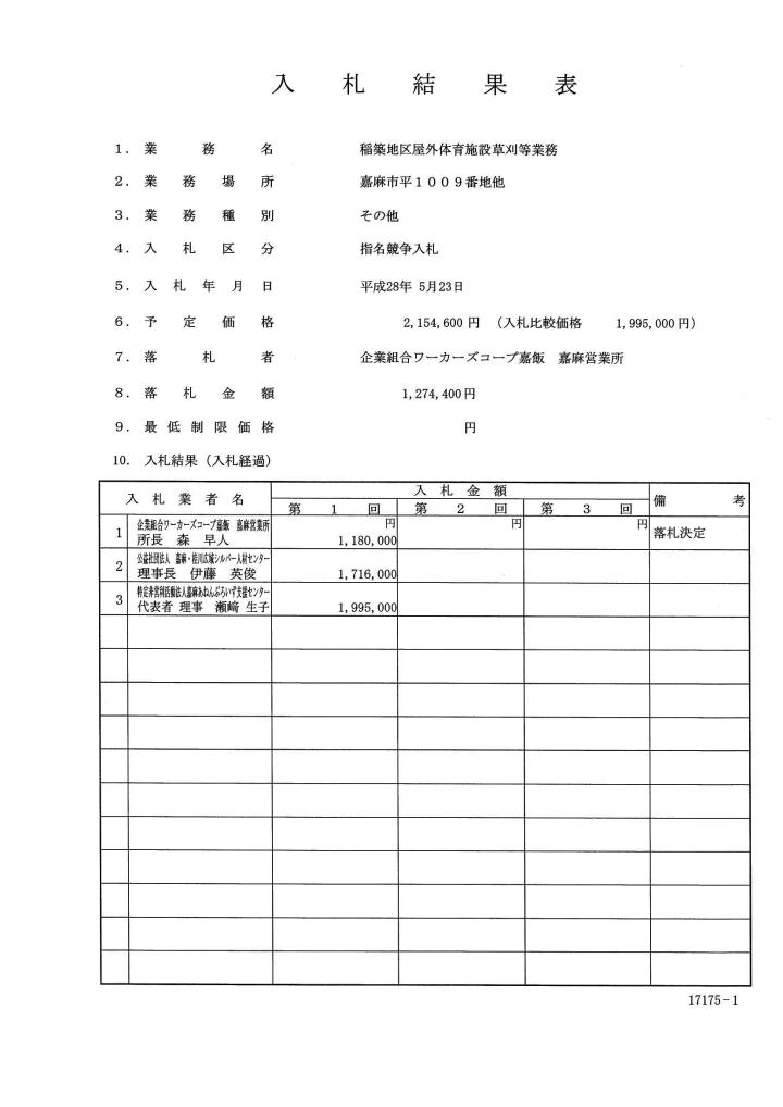 稲築地区屋外体育施設草刈等業務