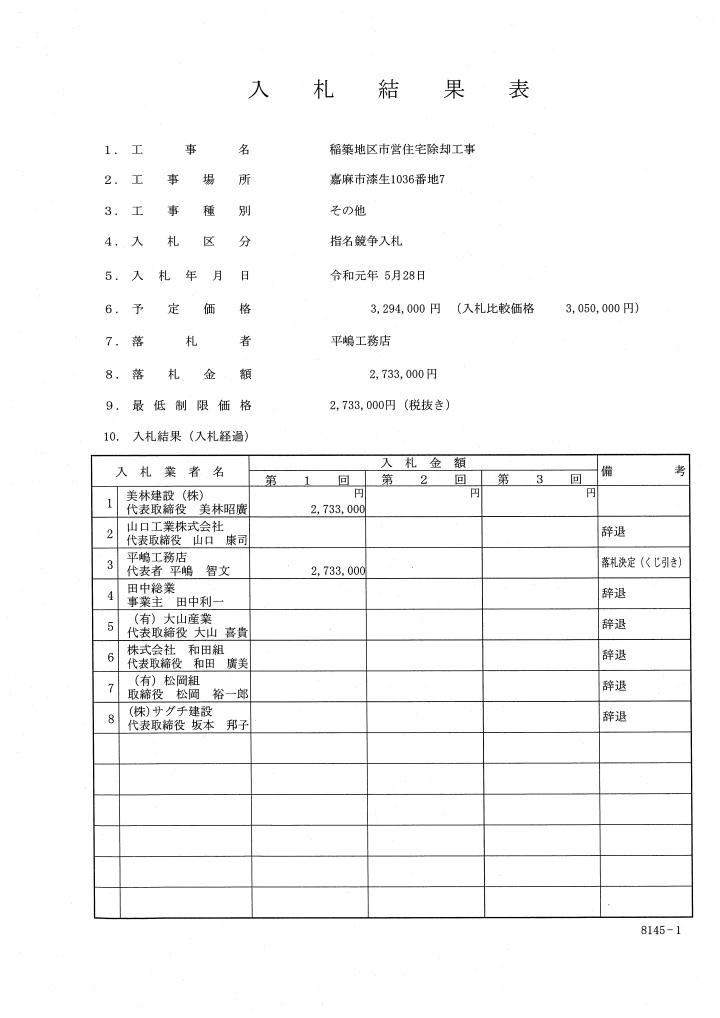 稲築地区市営住宅除却工事