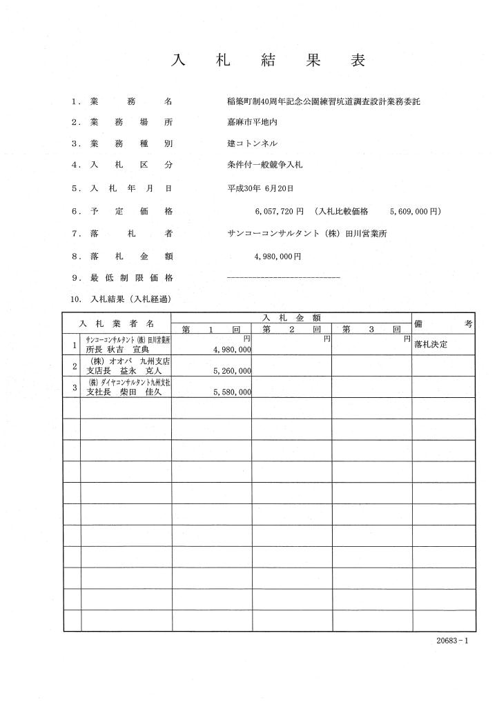 稲築町制40周年記念公園練習坑道調査設計業務委託