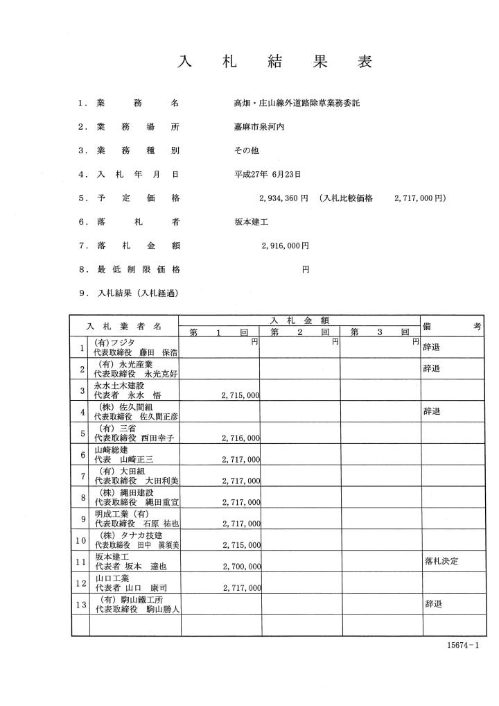 高畑・庄山線外道路除草業務委託