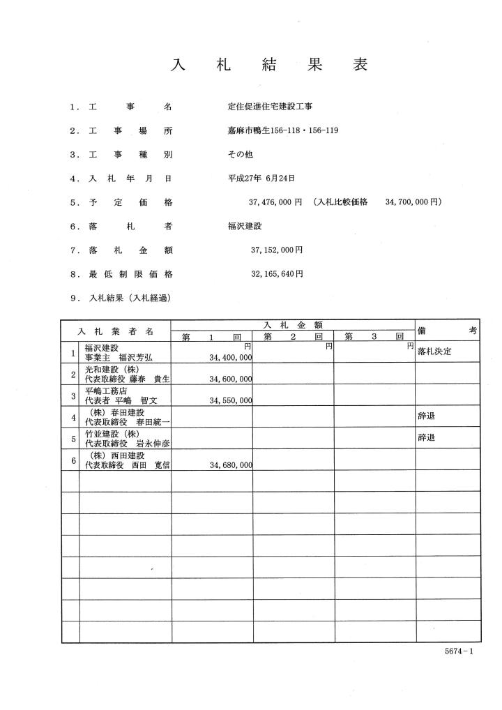 定住促進住宅建設工事