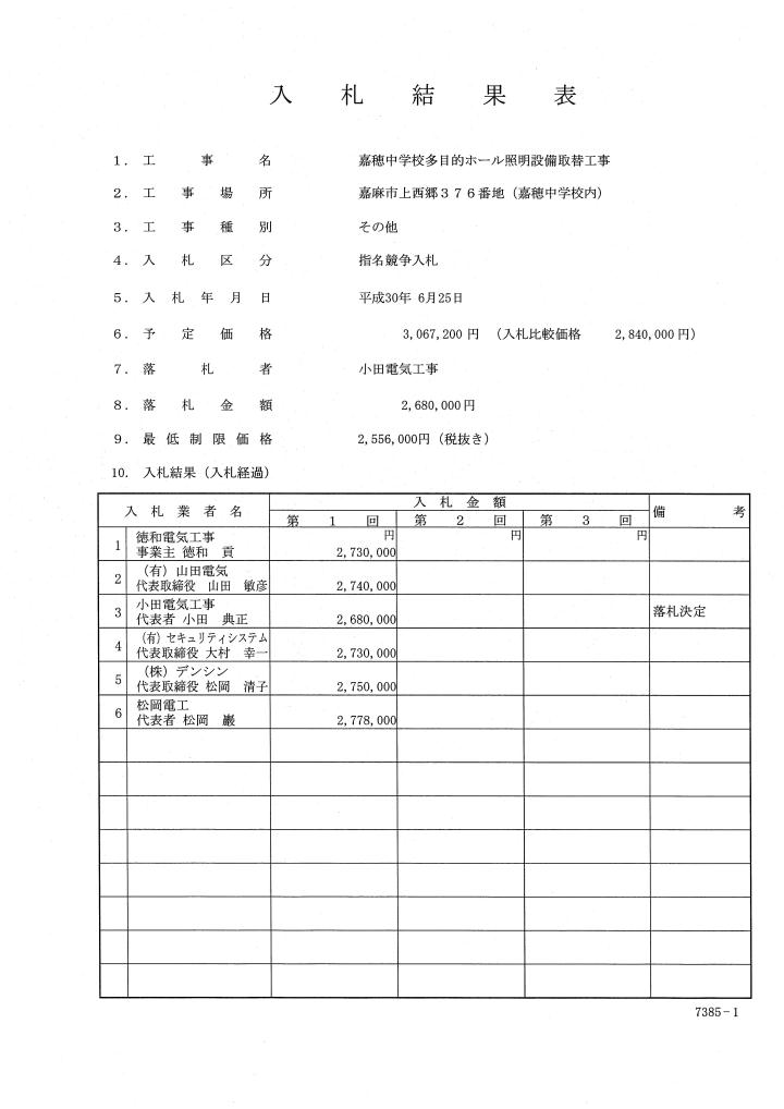 嘉穂中学校多目的ホール照明設備取替工事