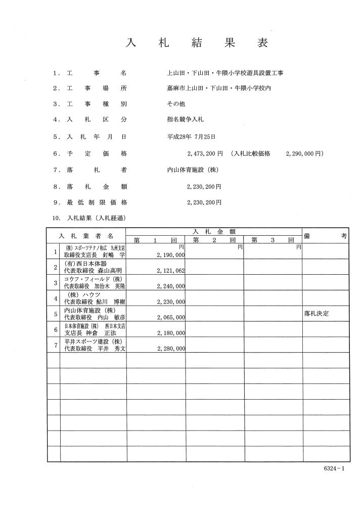 上山田・下山田・牛隈小学校遊具設置工事