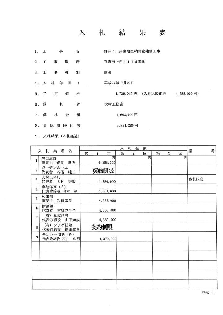 碓井下臼井東地区納骨堂補修工事