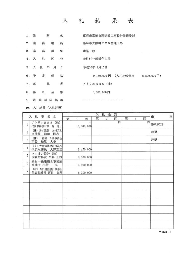 嘉麻市嘉穂支所建設工事設計業務委託