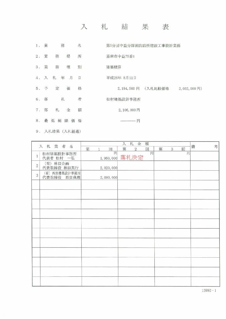 第5分団中益分隊消防詰所建設工事設計業務