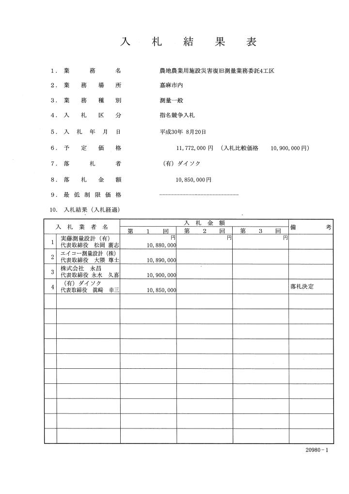 農地農業用施設災害復旧測量業務委託4工区