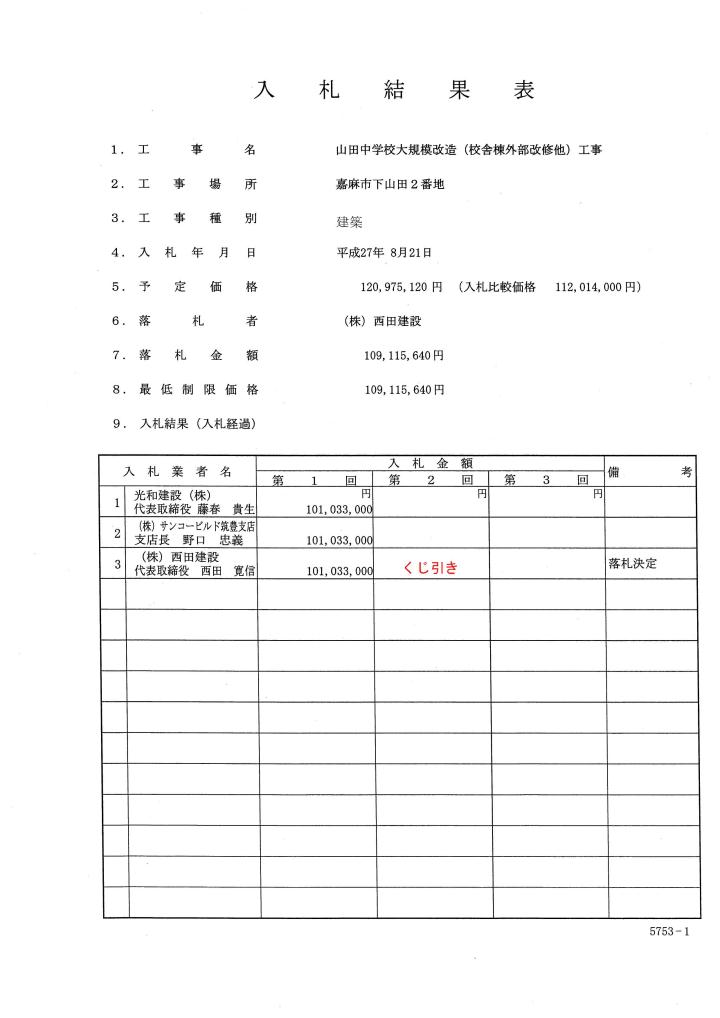 山田中学校大規模改造（校舎棟外部改修他）工事