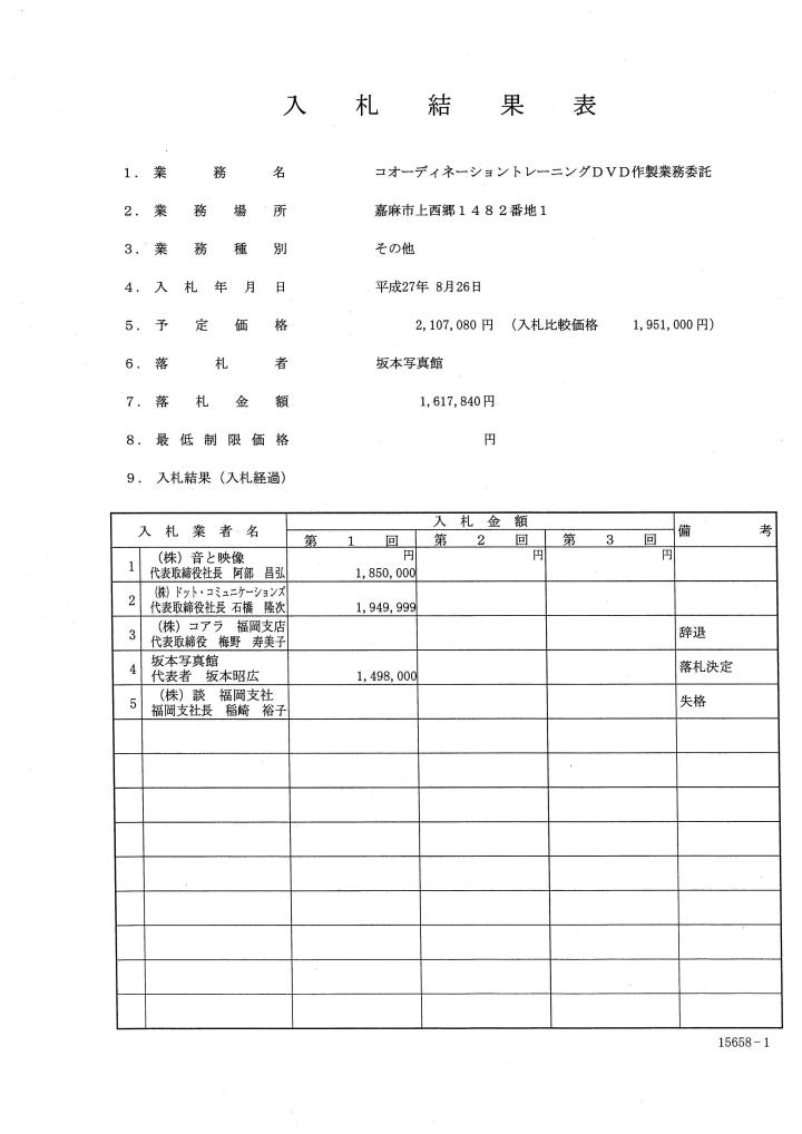 コオーディネーショントレーニングDVD作製業務委託