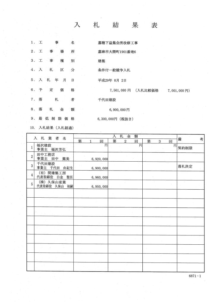 嘉穂下益集会所改修工事