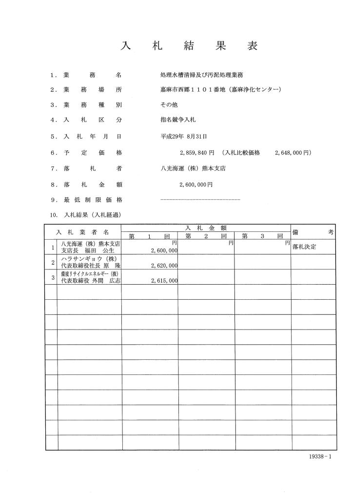 処理水槽清掃及び汚泥処理業務