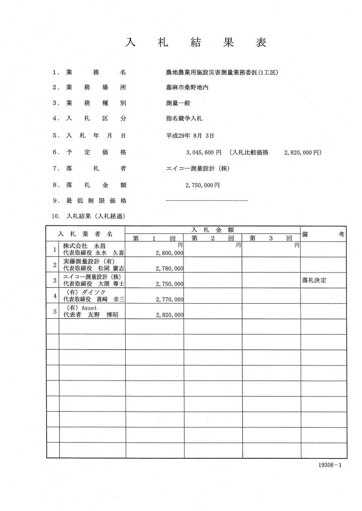 農地農業用施設災害測量業務委託（1工区）