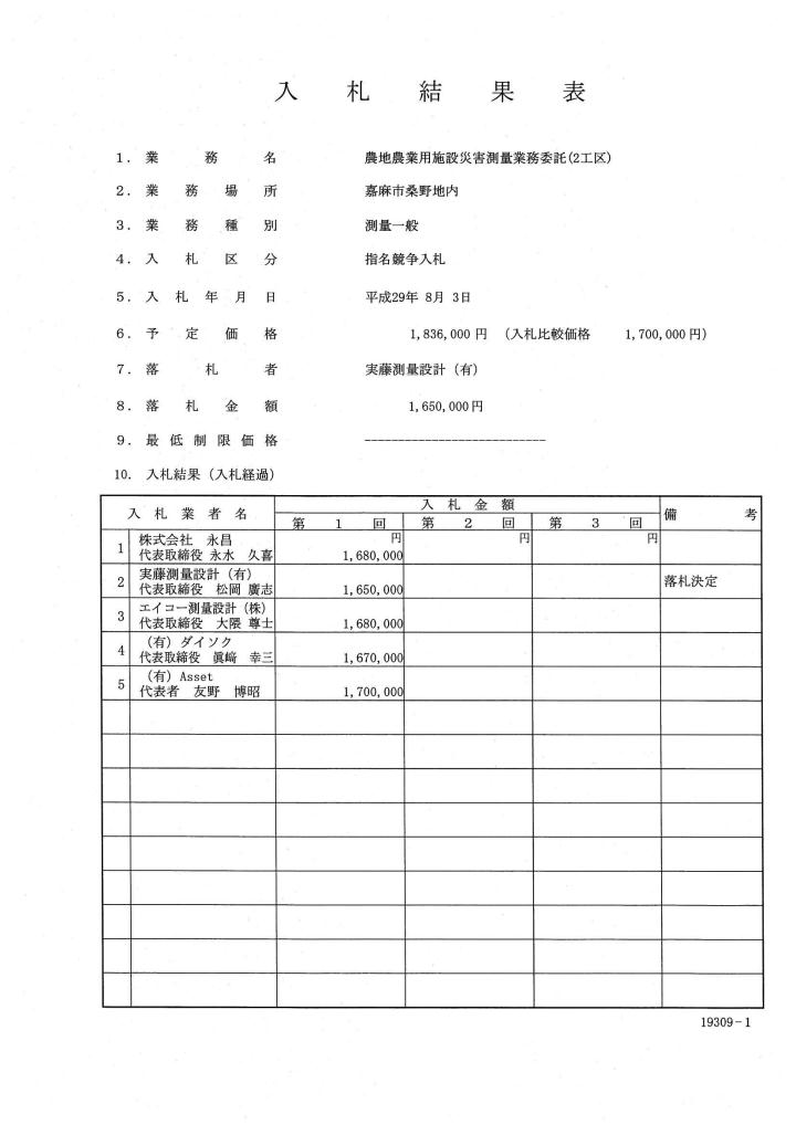 農地農業用施設災害測量業務委託（2工区）