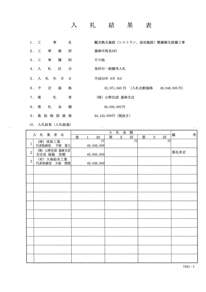 観光拠点施設（レストラン、宿泊施設）整備衛生設備工事