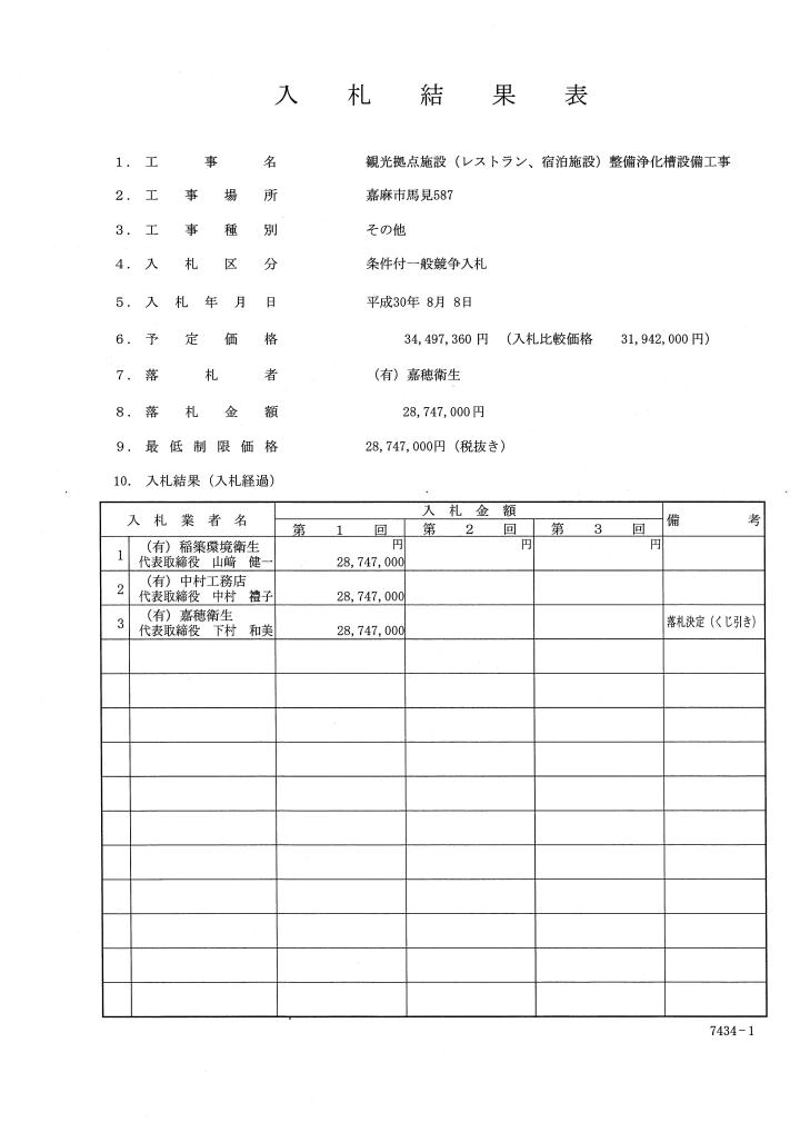 観光拠点施設（レストラン、宿泊施設）整備浄化槽設備工事