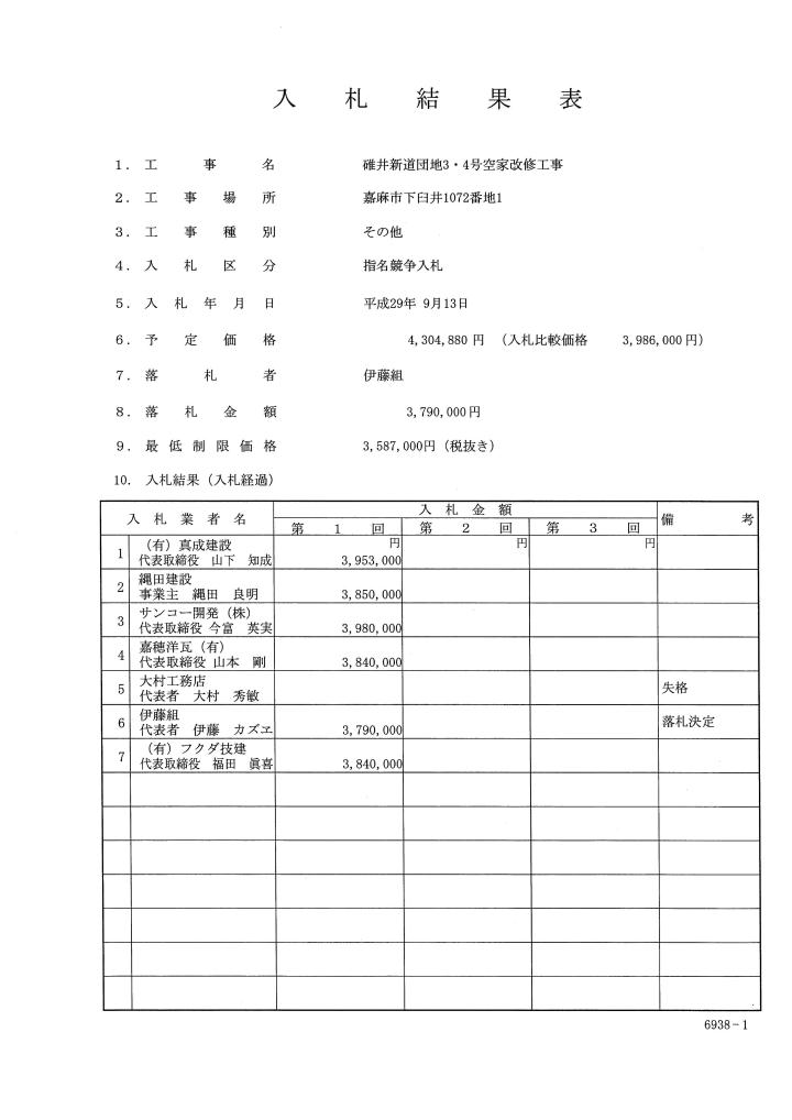 碓井新道団地3・4号空家改修工事