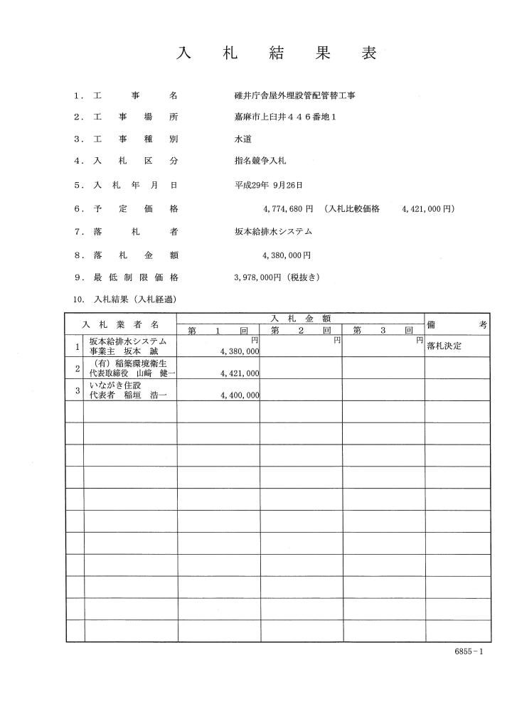 碓井庁舎屋外埋設管配管替工事