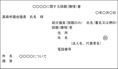 請願（陳情）書式例